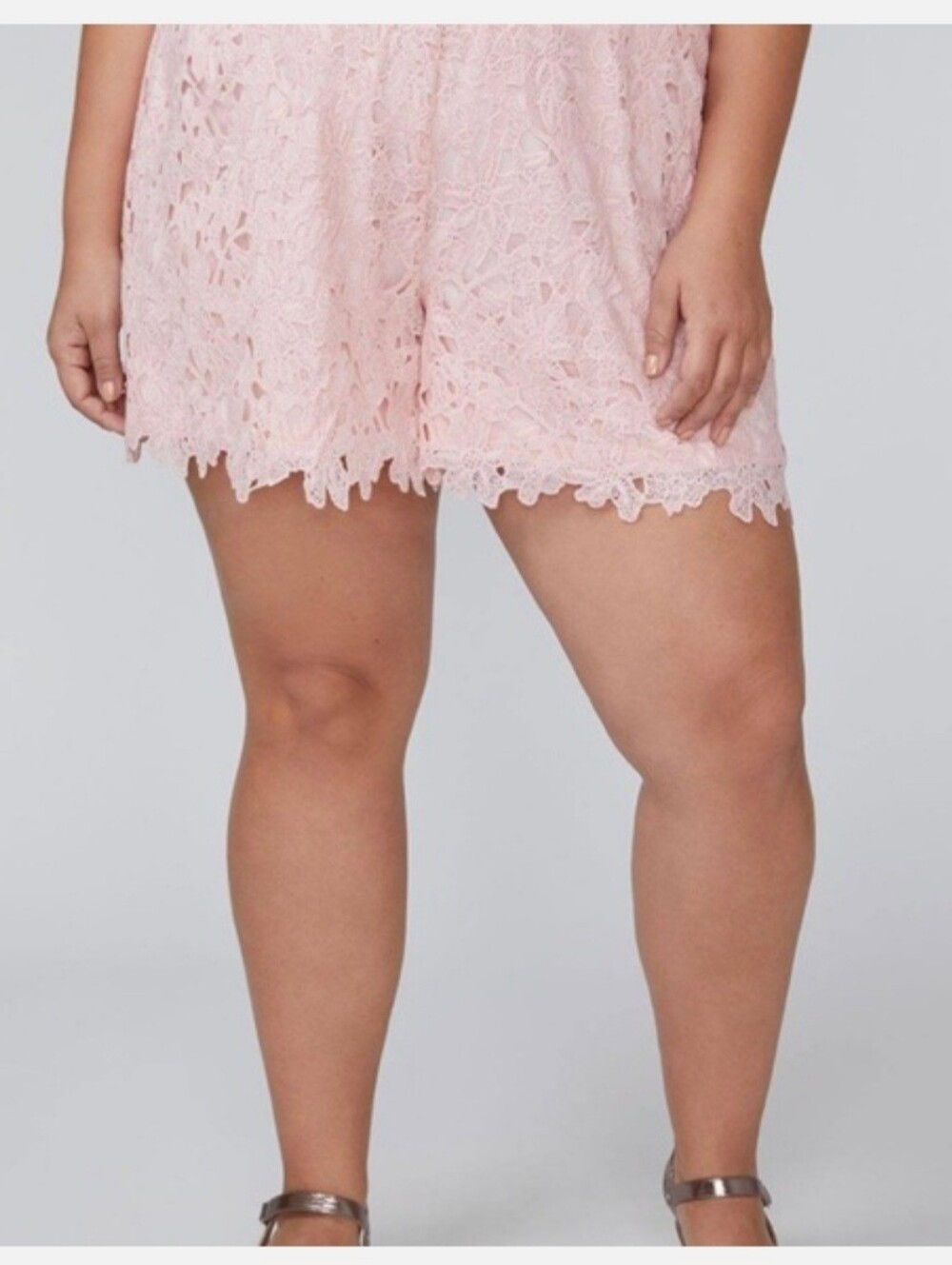 Allover Lace Blush Pink Crochet Shorts, Lane Bryant, Elastic Waist, Fully Lined